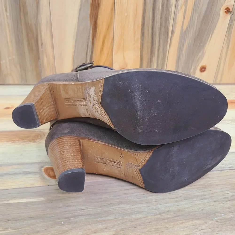 Alberto Fermani Ginosa Antracite Suede Ankle Booties 40.5/Size 9.5